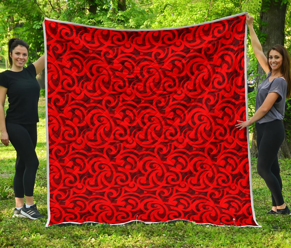 Maori Red Themed Design Print Premium Quilt-JTAMIGO.COM