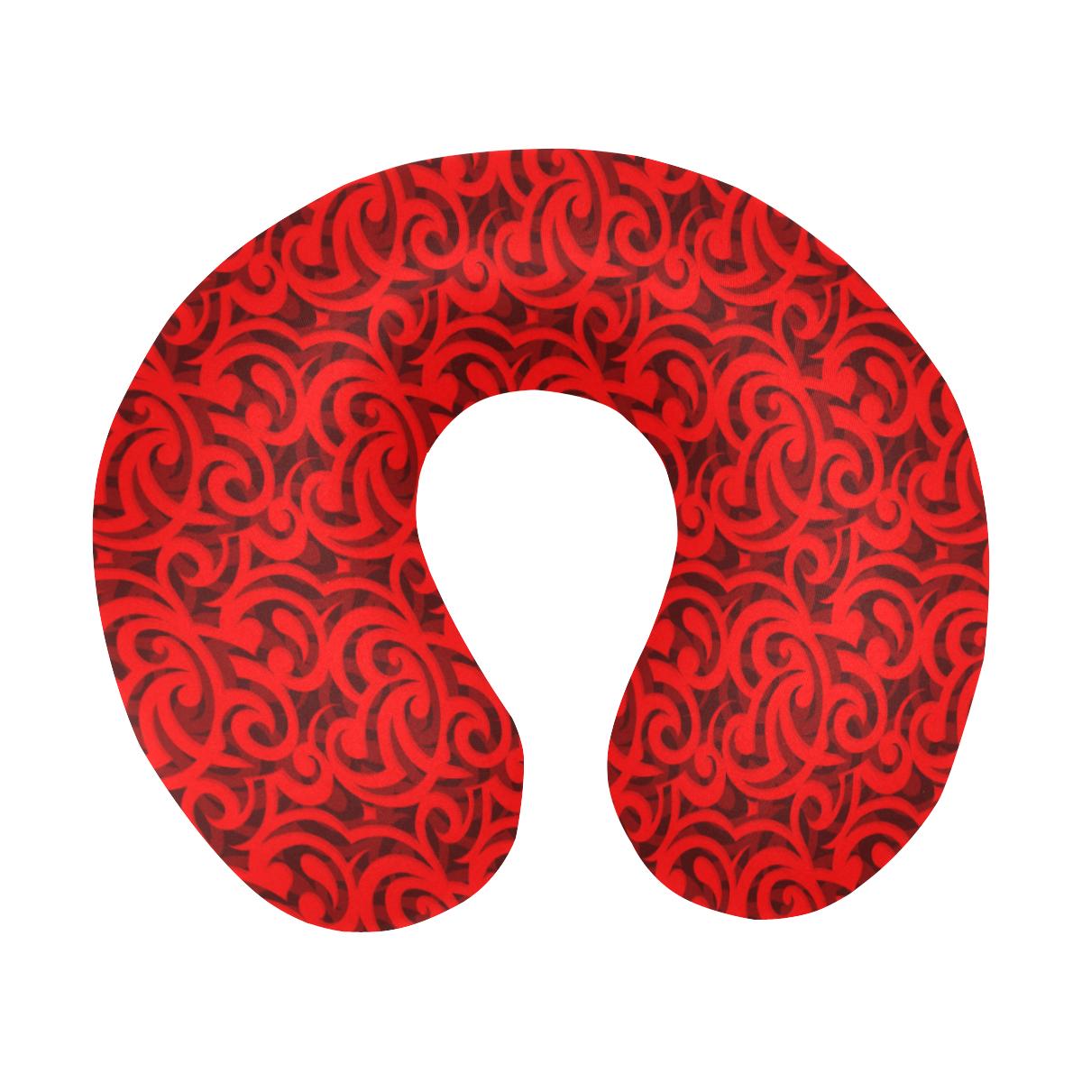 Maori Red Themed Design Print U-Shaped Travel Neck Pillow-JTAMIGO.COM