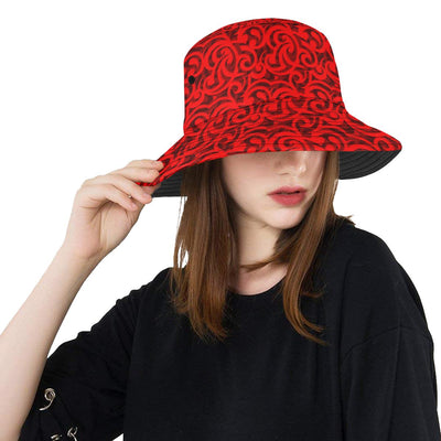 Maori Red Themed Design Print Unisex Bucket Hat