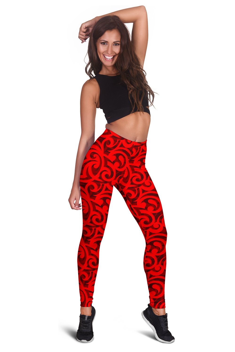 Maori Red Themed Design Print Women Leggings