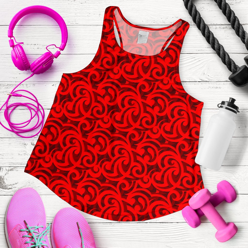 Maori Red Themed Design Print Women Racerback Tank Top