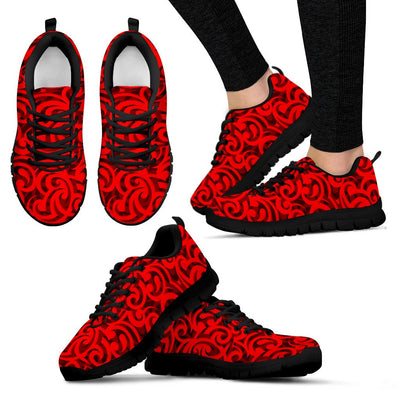 Maori Red Themed Design Print Women Sneakers Shoes