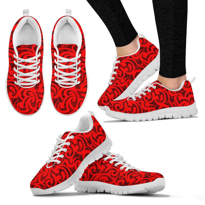 Maori Red Themed Design Print Women Sneakers Shoes