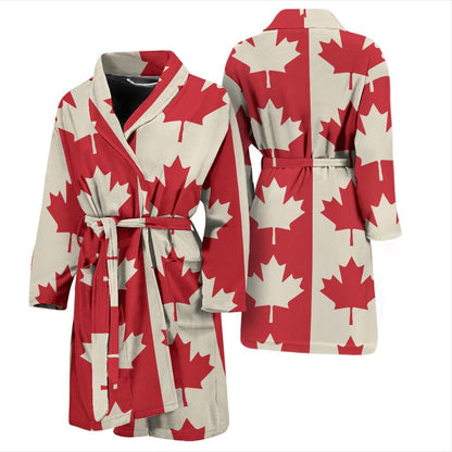 Maple Leaf Pattern Print Design 02 Men Bathrobe-JORJUNE.COM
