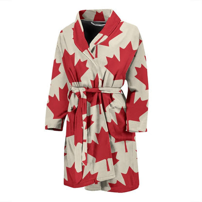 Maple Leaf Pattern Print Design 03 Men Bathrobe-JORJUNE.COM