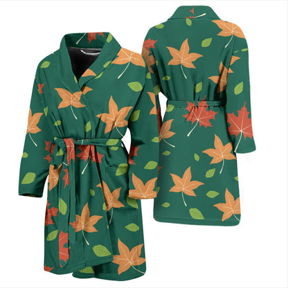 Maple Leaf Pattern Print Design 04 Men Bathrobe-JORJUNE.COM