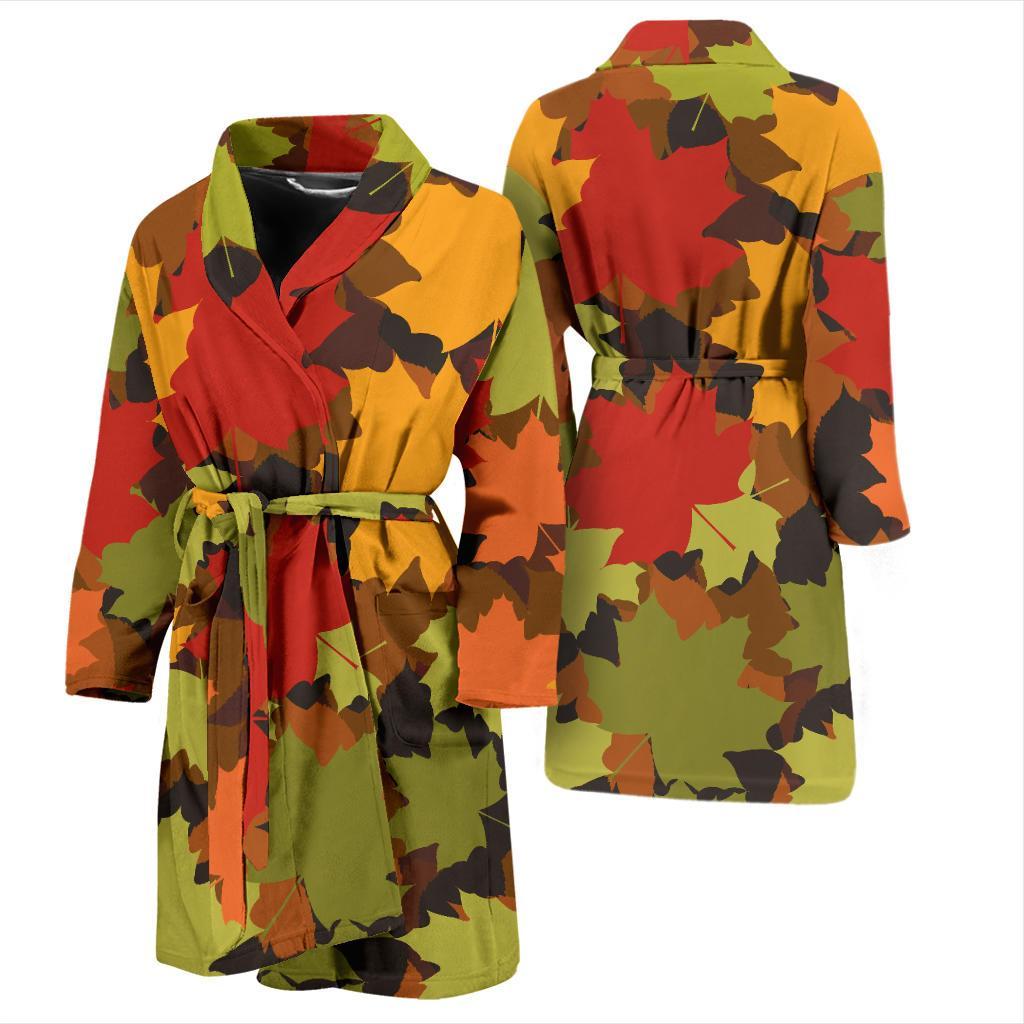 Maple Leaf Pattern Print Design 05 Men Bathrobe-JORJUNE.COM