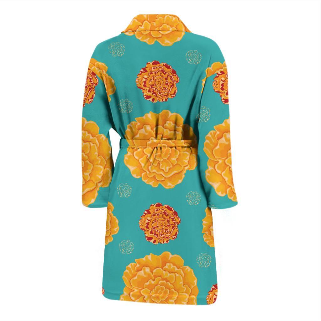 Marigold Pattern Print Design 02 Men Bathrobe-JORJUNE.COM