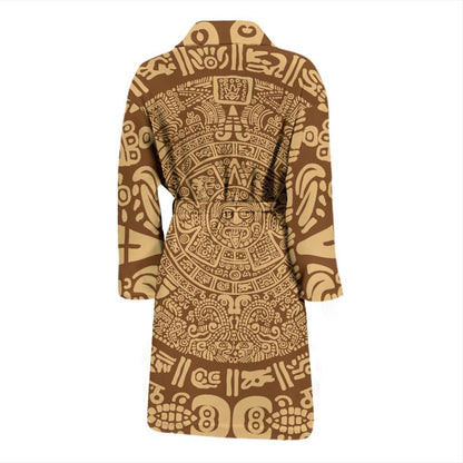 Mayan Pattern Print Design 01 Men Bathrobe-JORJUNE.COM