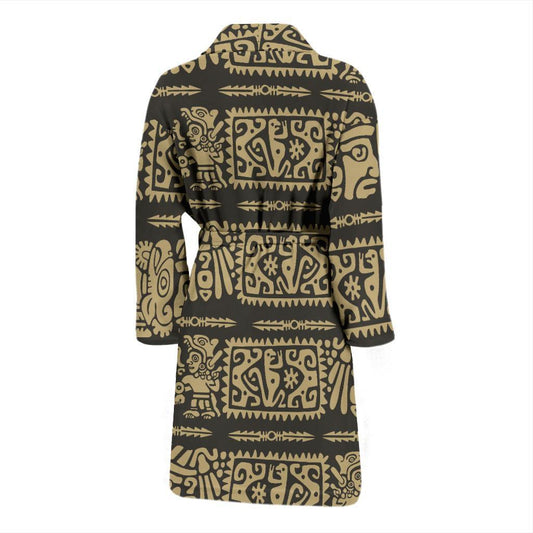 Mayan Pattern Print Design 02 Men Bathrobe-JORJUNE.COM