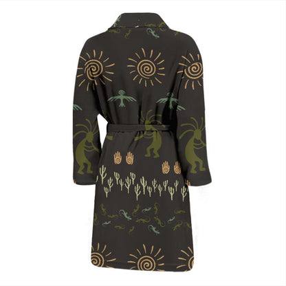 Mayan Pattern Print Design 04 Men Bathrobe-JORJUNE.COM