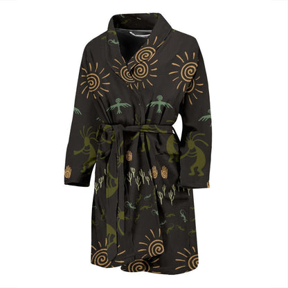 Mayan Pattern Print Design 04 Men Bathrobe-JORJUNE.COM