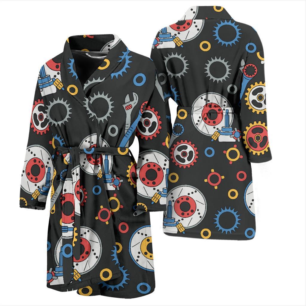 Mechanic Pattern Print Design 01 Men Bathrobe-JORJUNE.COM