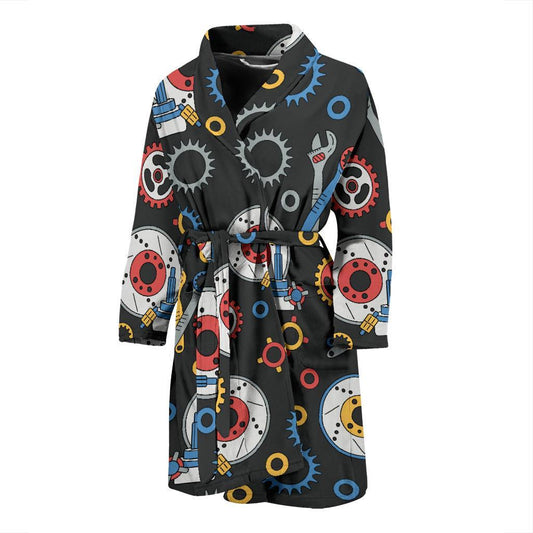 Mechanic Pattern Print Design 01 Men Bathrobe-JORJUNE.COM