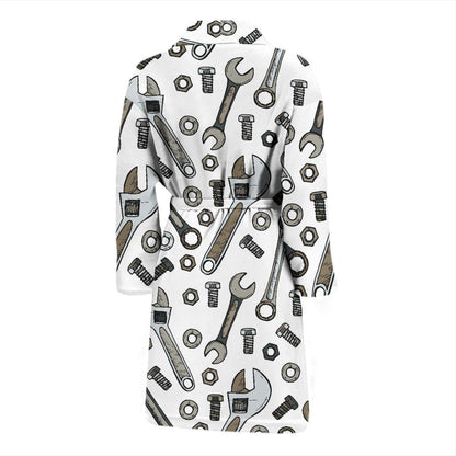 Mechanic Pattern Print Design 03 Men Bathrobe-JORJUNE.COM