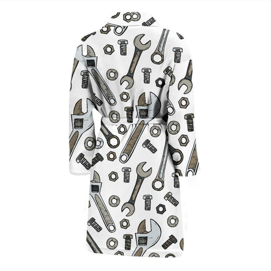 Mechanic Pattern Print Design 03 Men Bathrobe-JORJUNE.COM