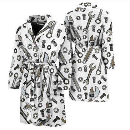 Mechanic Pattern Print Design 03 Men Bathrobe-JORJUNE.COM
