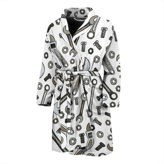 Mechanic Pattern Print Design 03 Men Bathrobe-JORJUNE.COM