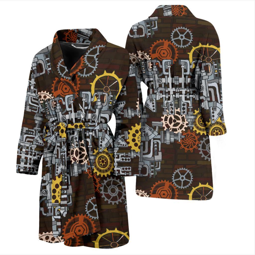 Mechanic Pattern Print Design 04 Men Bathrobe-JORJUNE.COM