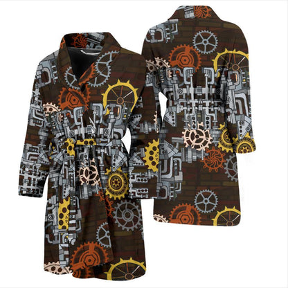 Mechanic Pattern Print Design 04 Men Bathrobe-JORJUNE.COM