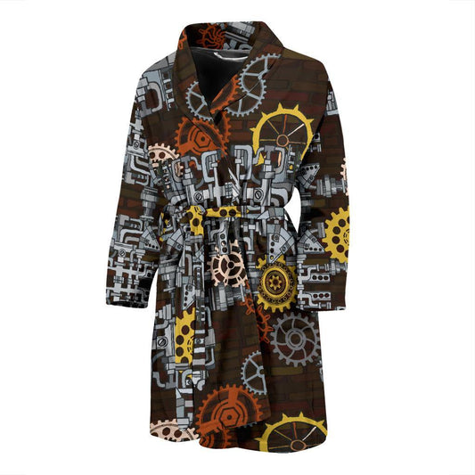 Mechanic Pattern Print Design 04 Men Bathrobe-JORJUNE.COM