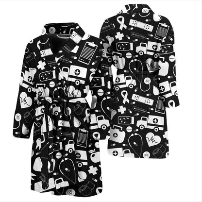 Medical Pattern Print Design 01 Men Bathrobe-JORJUNE.COM