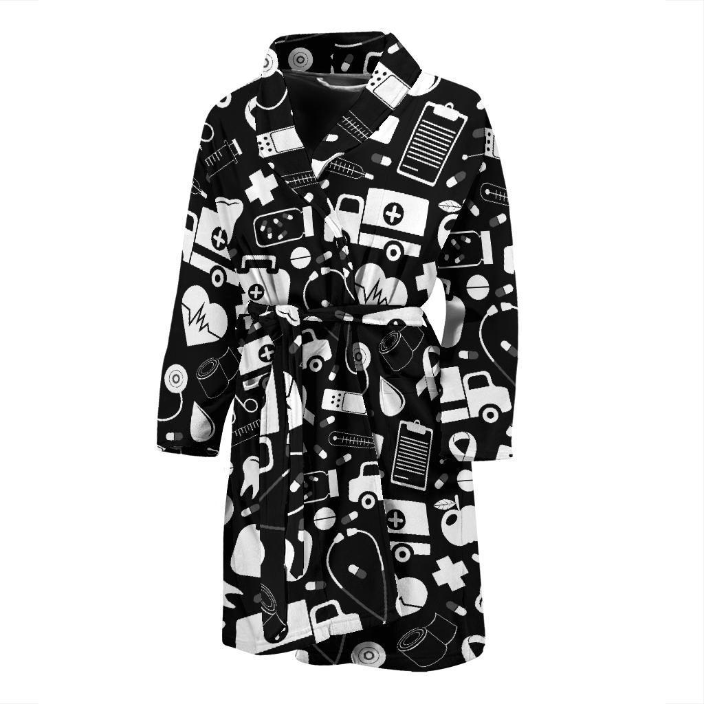 Medical Pattern Print Design 01 Men Bathrobe-JORJUNE.COM