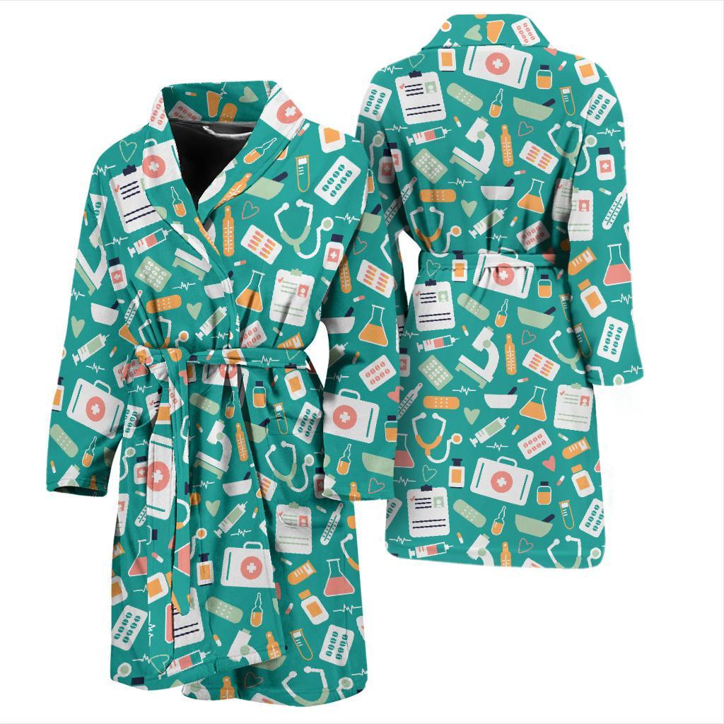 Medical Pattern Print Design 03 Men Bathrobe-JORJUNE.COM