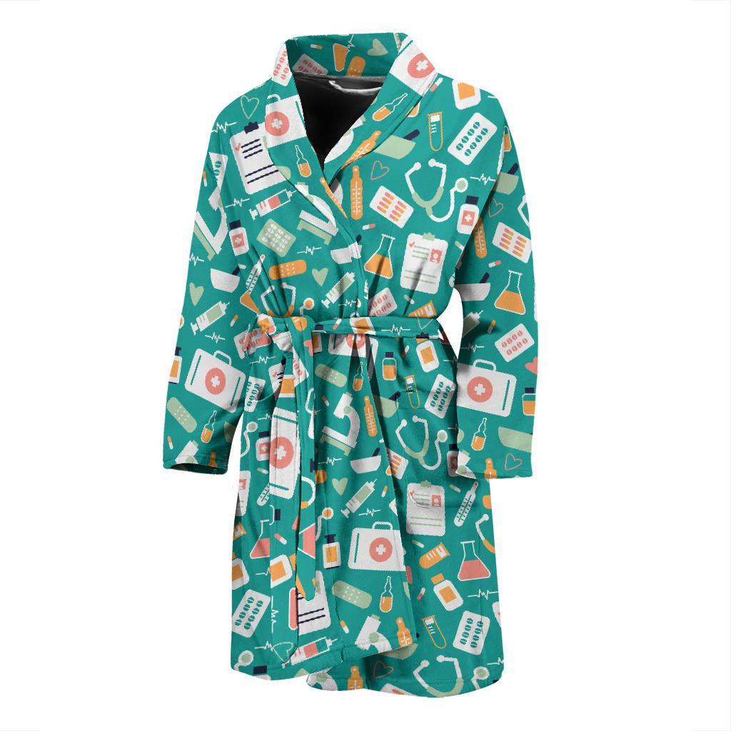 Medical Pattern Print Design 03 Men Bathrobe-JORJUNE.COM