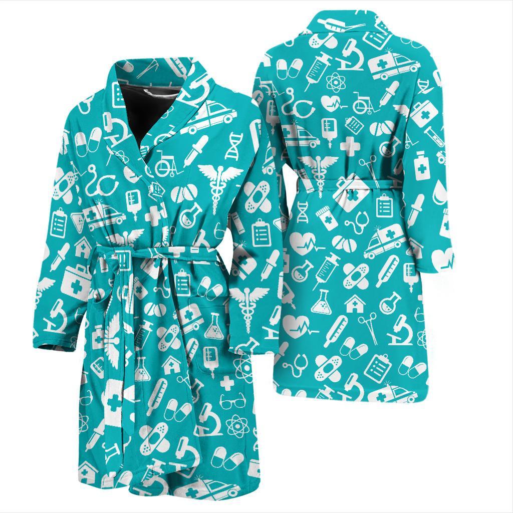 Medical Pattern Print Design 04 Men Bathrobe-JORJUNE.COM
