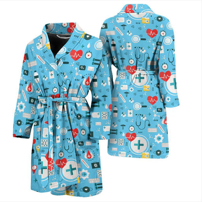 Medical Pattern Print Design 06 Men Bathrobe-JORJUNE.COM