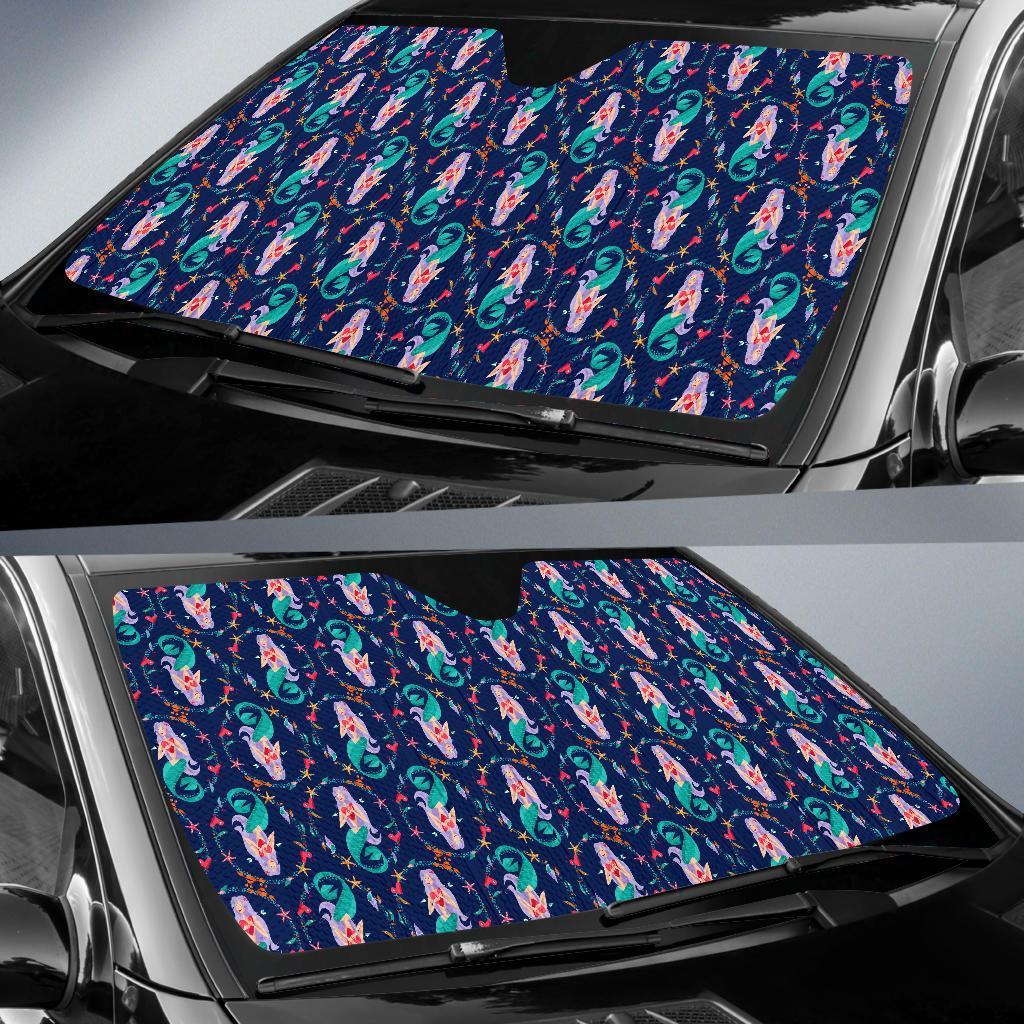 Mermaid Girl Cute Design Print Car Sun Shade For Windshield