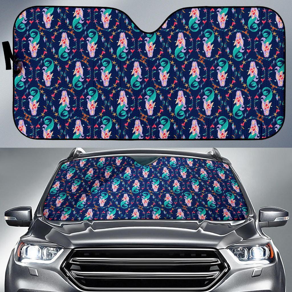 Mermaid Girl Cute Design Print Car Sun Shade For Windshield
