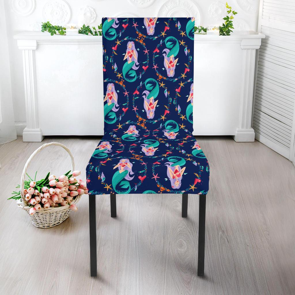Mermaid Girl Cute Design Print Dining Chair Slipcover-JTAMIGO.COM