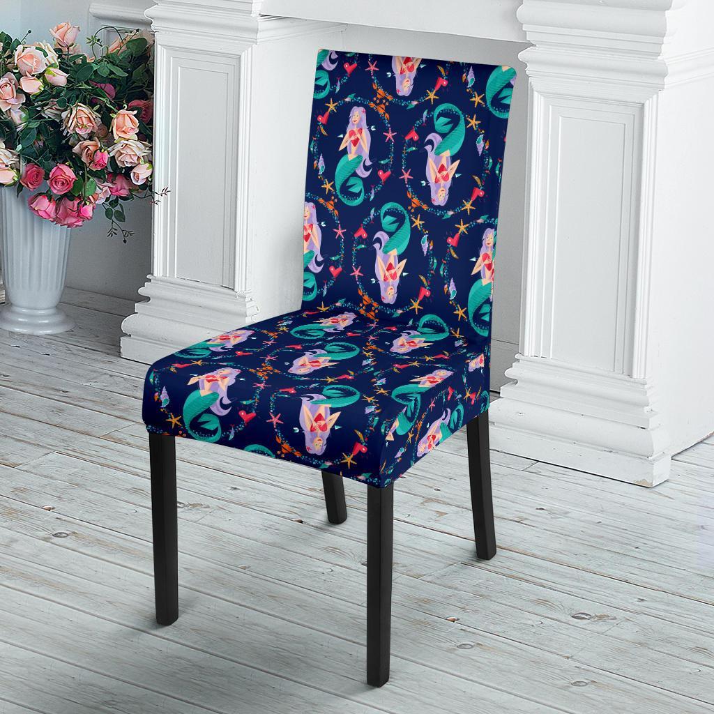Mermaid Girl Cute Design Print Dining Chair Slipcover-JTAMIGO.COM