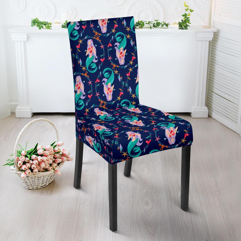 Mermaid Girl Cute Design Print Dining Chair Slipcover-JTAMIGO.COM