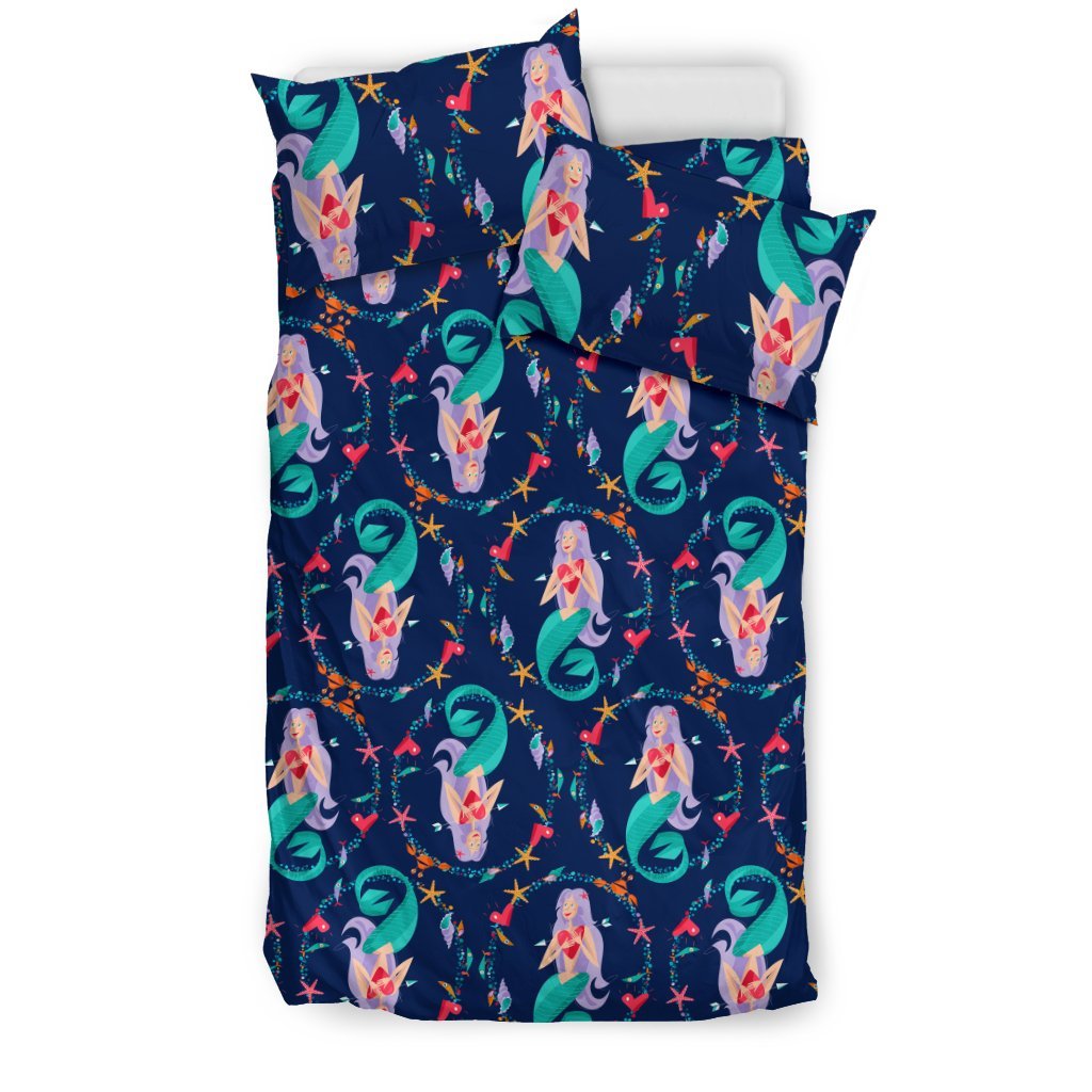 Mermaid Girl Cute Design Print Duvet Cover Bedding Set