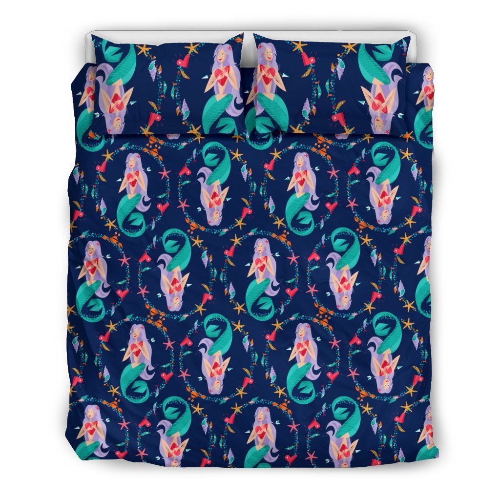 Mermaid Girl Cute Design Print Duvet Cover Bedding Set