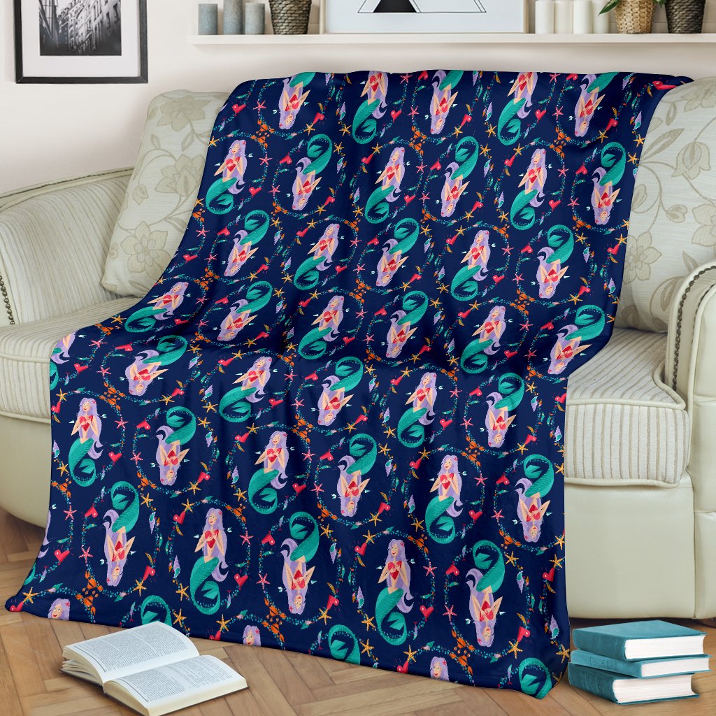 Mermaid Girl Cute Design Print Fleece Blanket