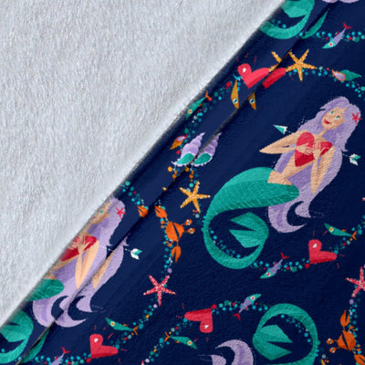 Mermaid Girl Cute Design Print Fleece Blanket