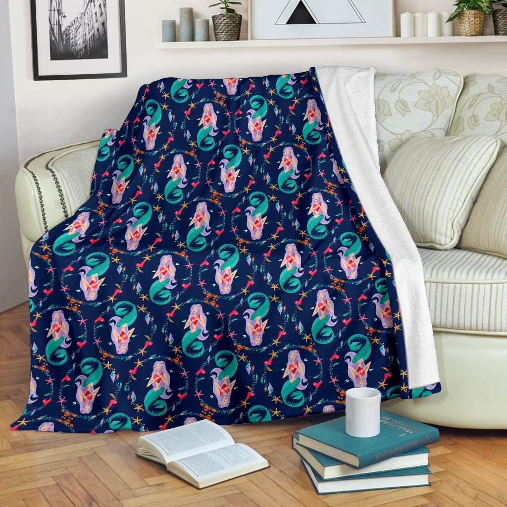 Mermaid Girl Cute Design Print Fleece Blanket
