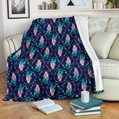 Mermaid Girl Cute Design Print Fleece Blanket