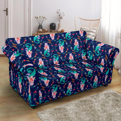 Mermaid Girl Cute Design Print Loveseat Slipcover-JTAMIGO.COM