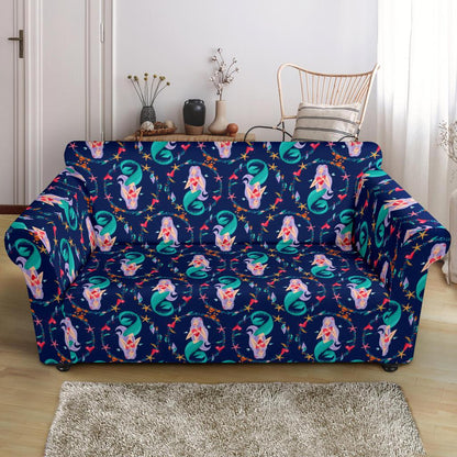 Mermaid Girl Cute Design Print Loveseat Slipcover-JTAMIGO.COM