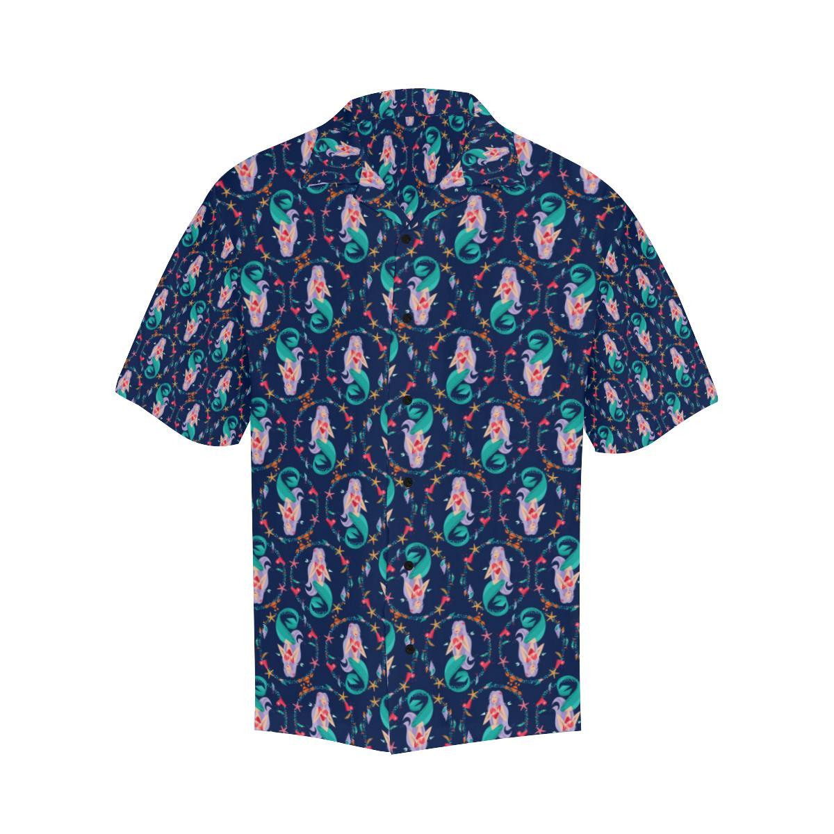 Mermaid Girl Cute Design Print Men Aloha Hawaiian Shirt