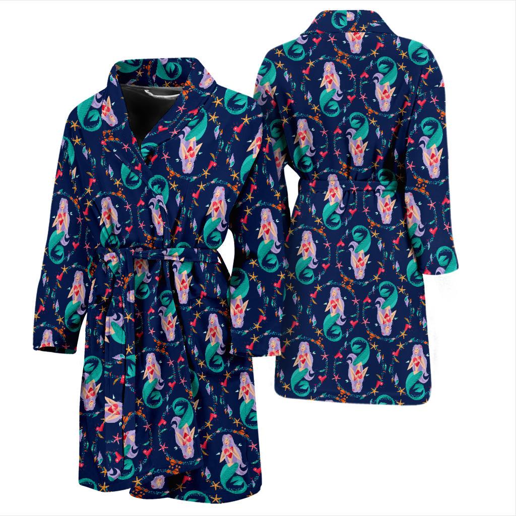 Mermaid Girl Cute Design Print Men Bath Robe-JTAMIGO.COM