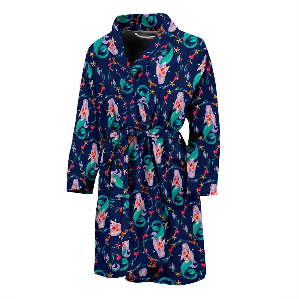 Mermaid Girl Cute Design Print Men Bath Robe-JTAMIGO.COM