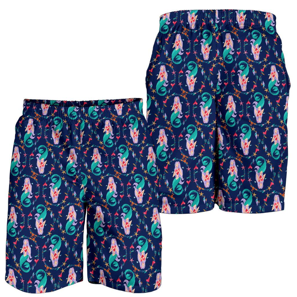 Mermaid Girl Cute Design Print Mens Shorts-JTAMIGO.COM