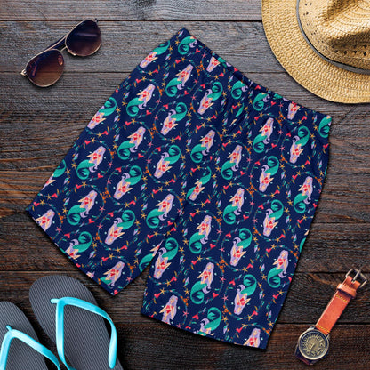 Mermaid Girl Cute Design Print Mens Shorts-JTAMIGO.COM