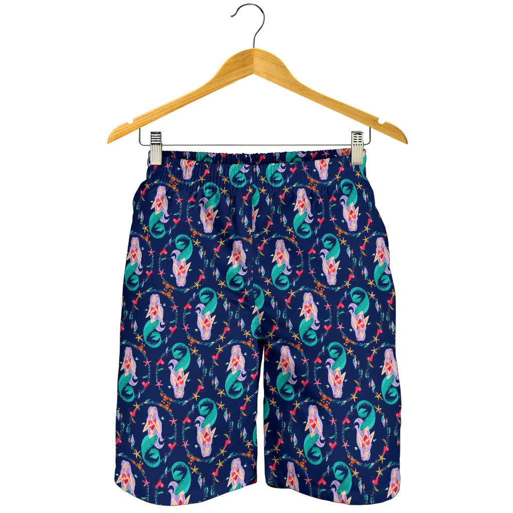 Mermaid Girl Cute Design Print Mens Shorts-JTAMIGO.COM